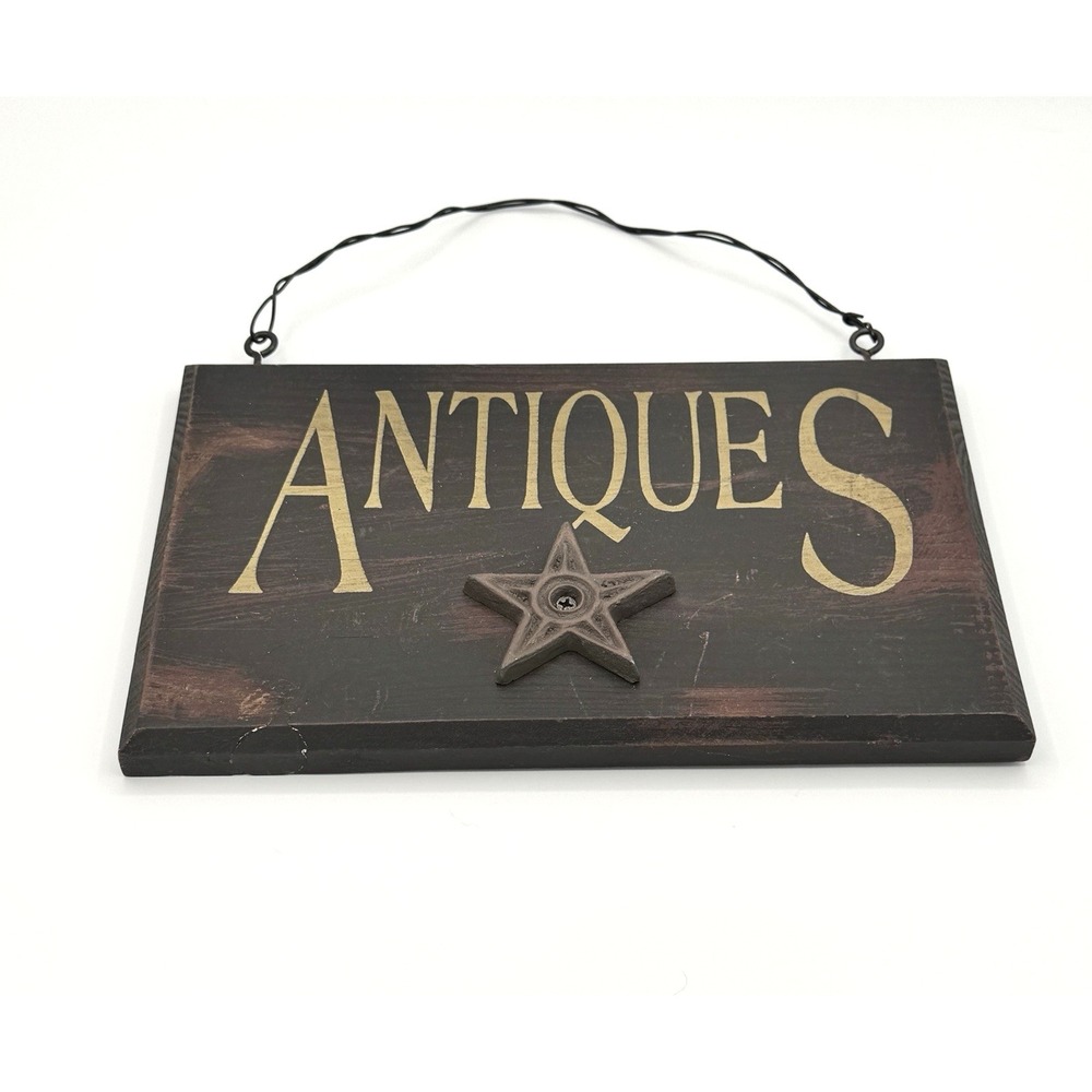 Primitive Antiques Wood Hanging Sign‎ Rustic Farmhouse Vintage Store Decor